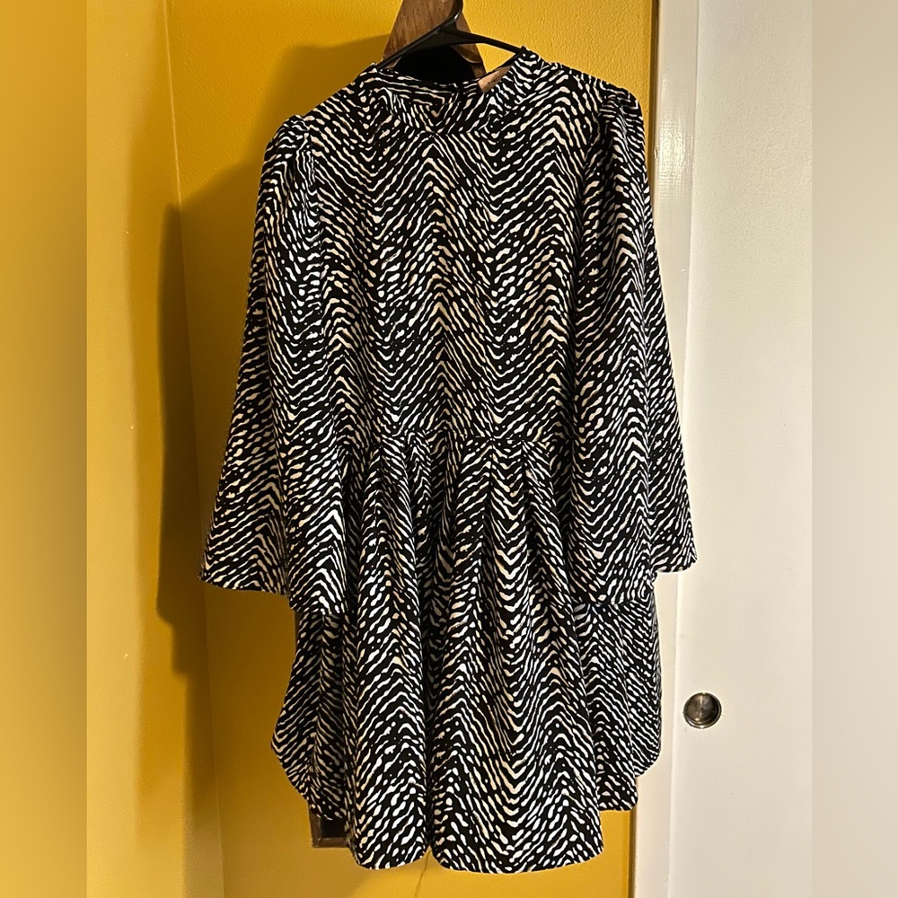 Traffic People Zebra Print Dress with Gold Accents